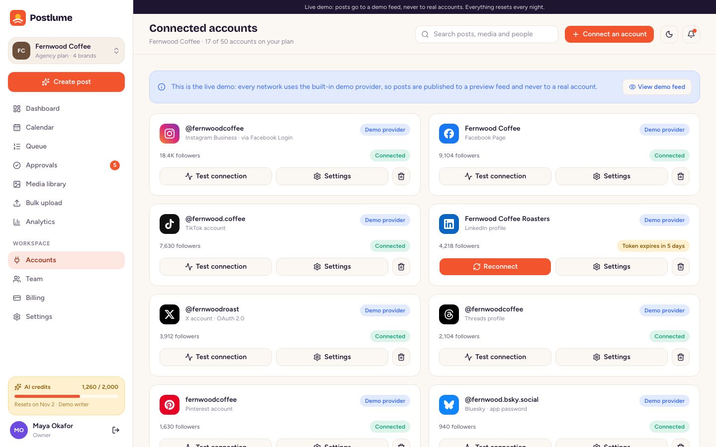 Connected accounts