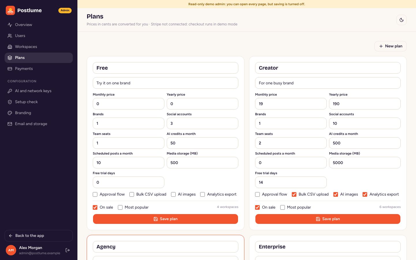 Plans editor