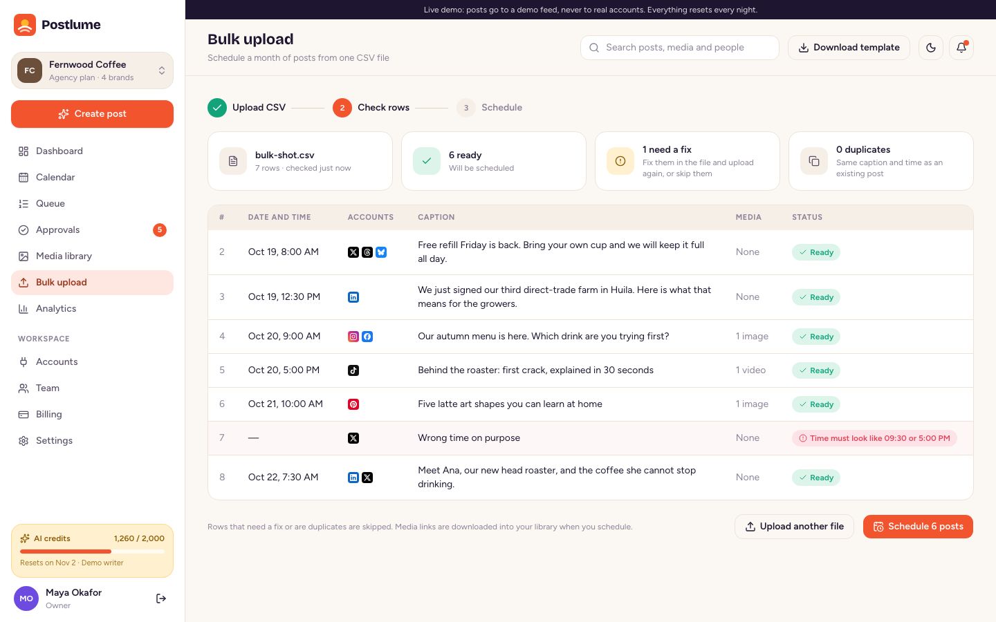 Bulk upload
