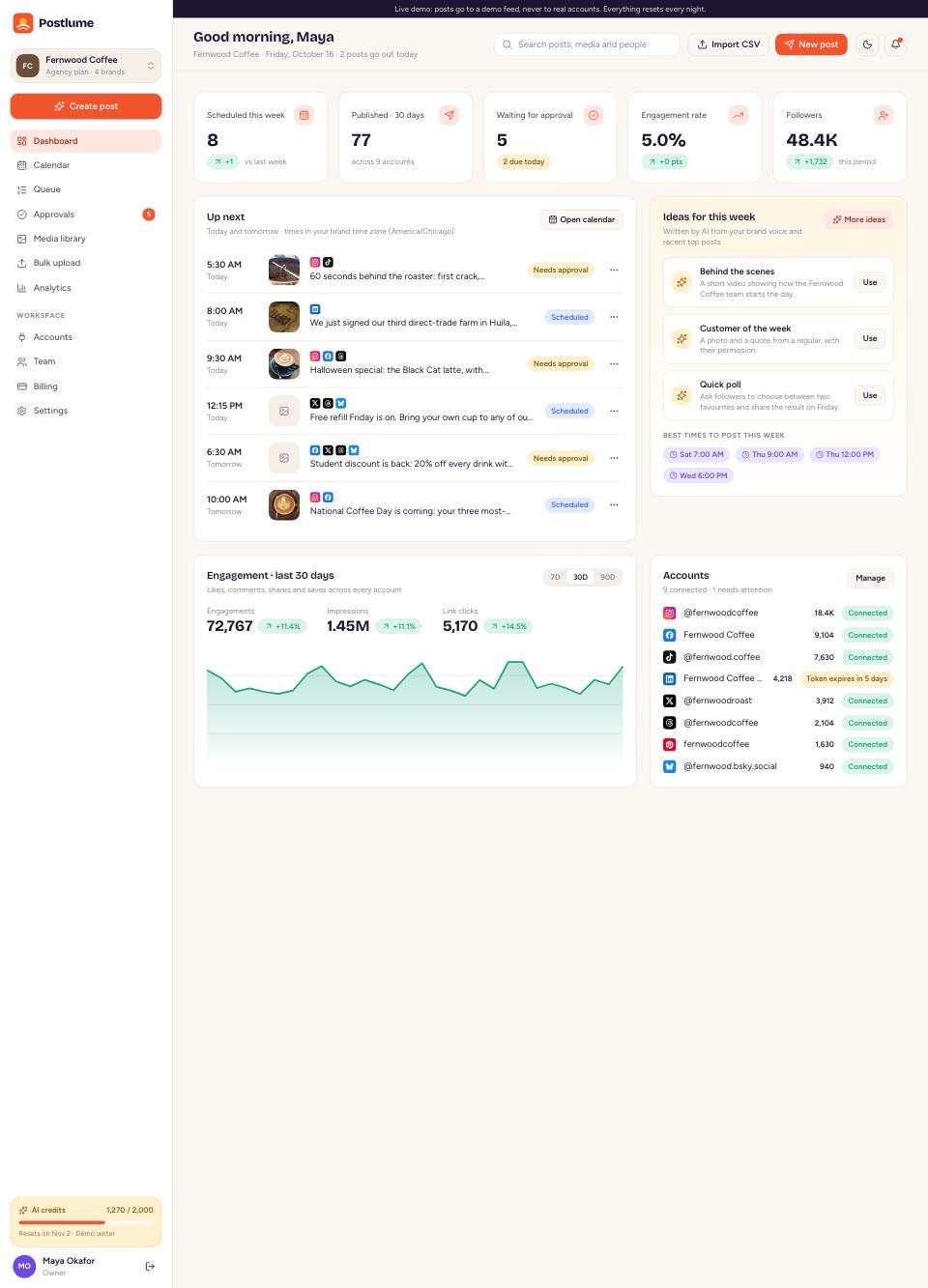 Dashboard page