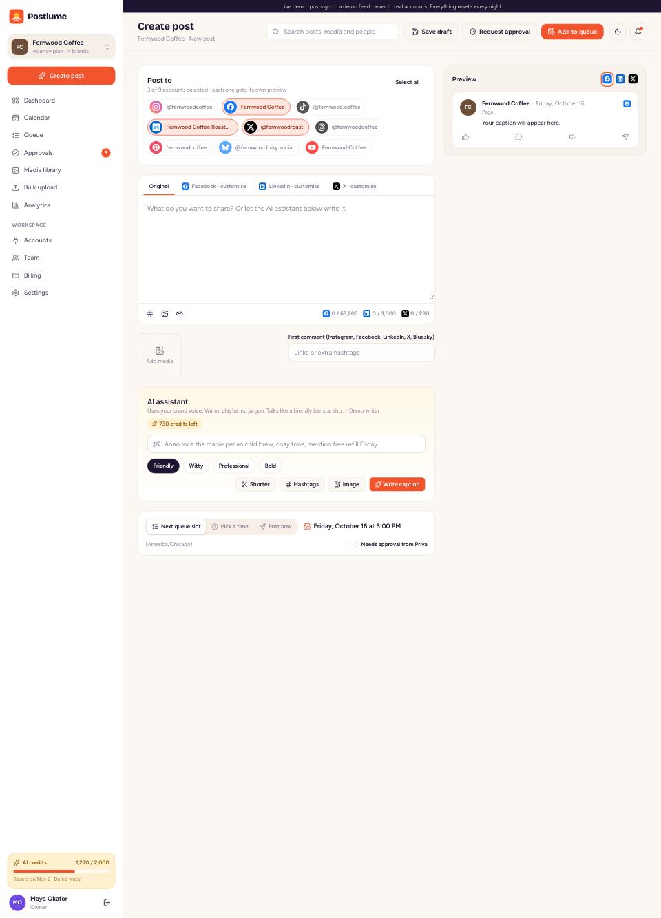 Composer and AI writer page