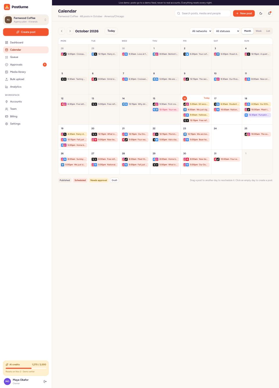 Calendar page