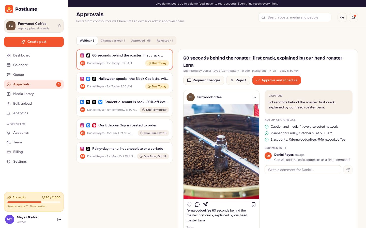 Approvals and roles